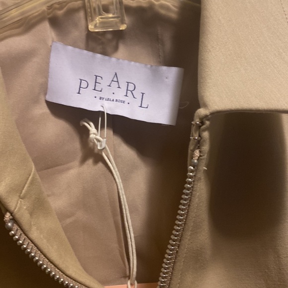 NWT Pearl by Lela Rose Navy khaki Long Vest jacket double zipper vest size 0 - Picture 6 of 9